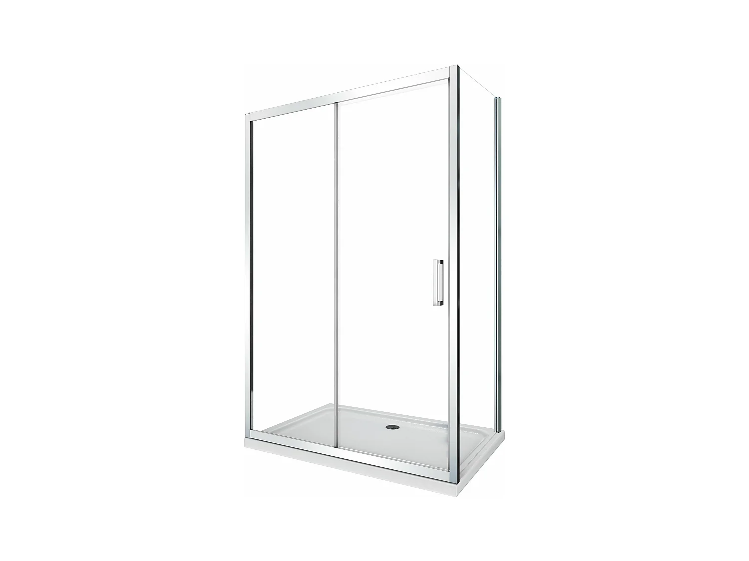 Douche de 6 mm avec un paroi fixe laterale et une porte coulissante (receveur non inclu)  – 65-67,5 fixe x 155-160 coulissante