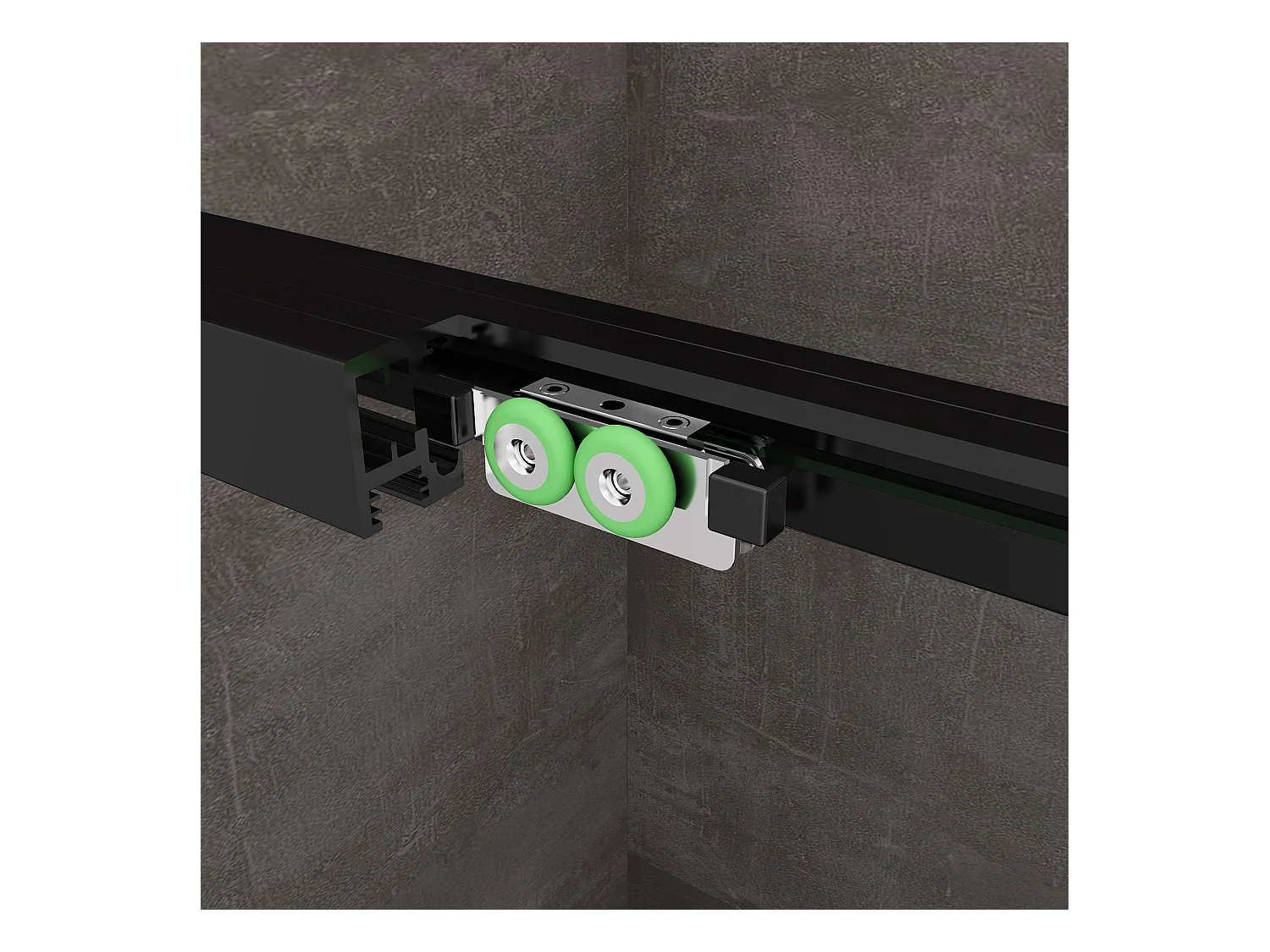 Douche d'angle avec paroi latérale fixe et porte frontale avec fermeture douce amortie H 200 8 mm cadre noir mat Cm 70 (68-70) x 150 (147-150)