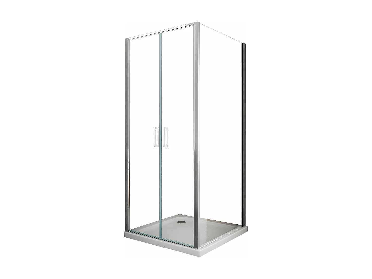 Douche de 6 mm avec un paroi fixe laterale et porte type saloon  (receveur non inclu) – 67,5-70 fixe x 97-100 saloon