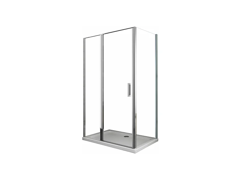 Box doccia angolare parete fissa e porta battente e fisso in linea vetro 6 mm reversibile Misura Fisso 96,5-99 porta 117-120 (35+65)