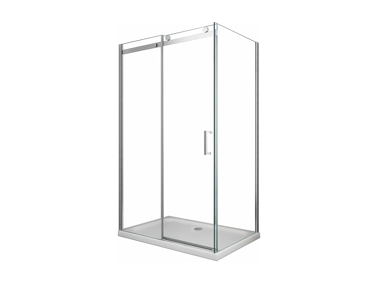 Douche de 8 mm H.190 avec un paroi fixe et une porte coulissante (receveur non inclu)– 80 fixe x 130 coulissante