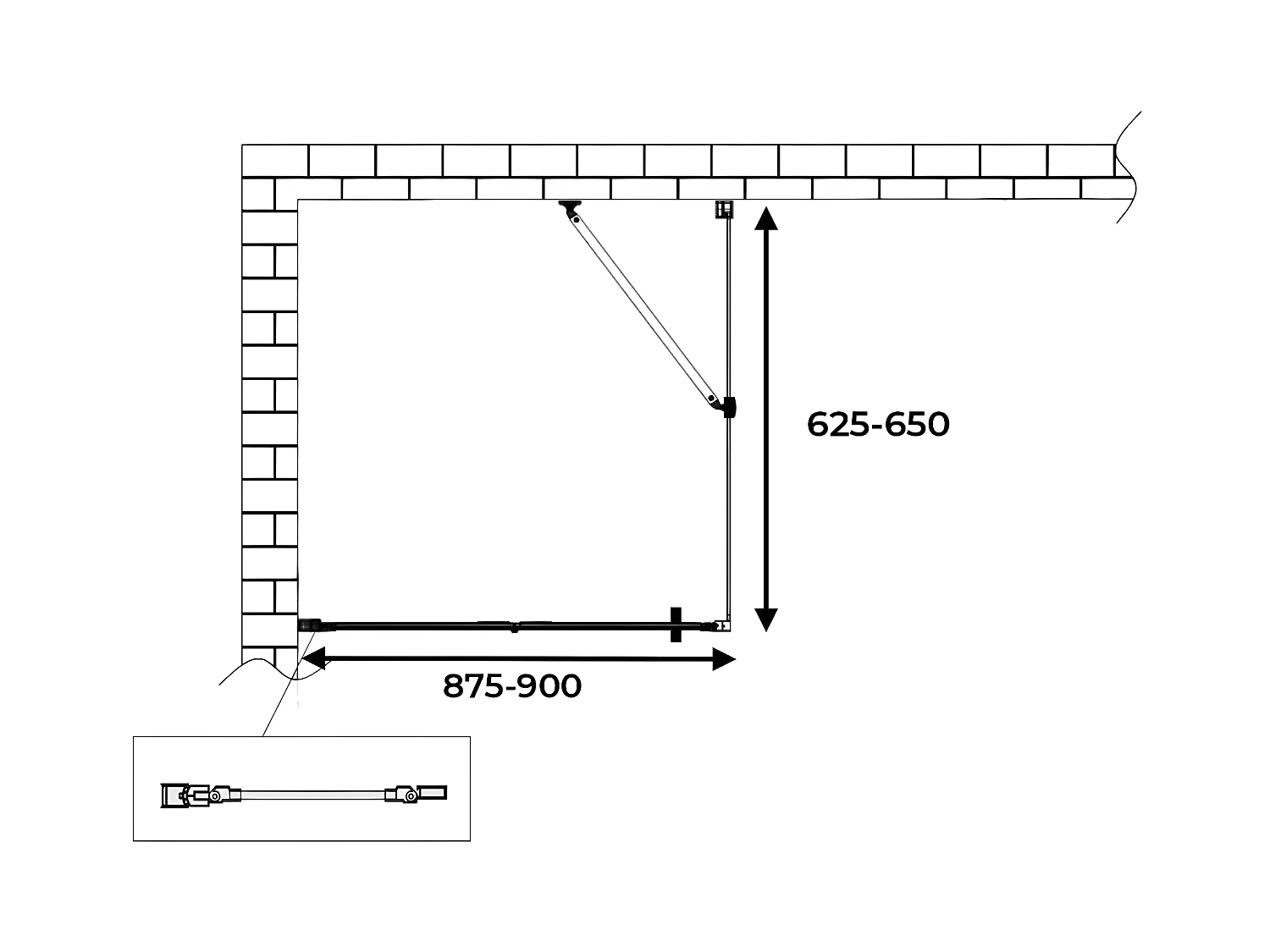 Box doccia apertura a libro soffietto pieghevole con parete fissa laterale h 190 cromo trasparente Fisso 62,5-65 - Porta 87,5-90