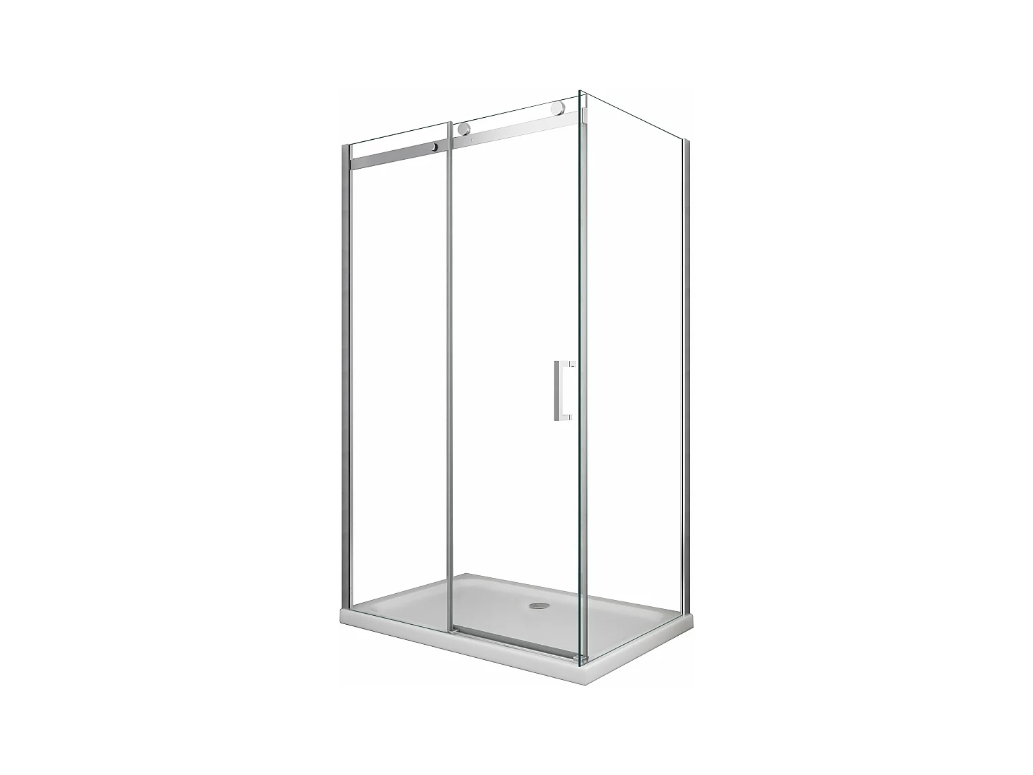 Douche de 8 mm H.190 avec un paroi fixe et une porte coulissante (receveur non inclu)– 90 fixe x 150 coulissante