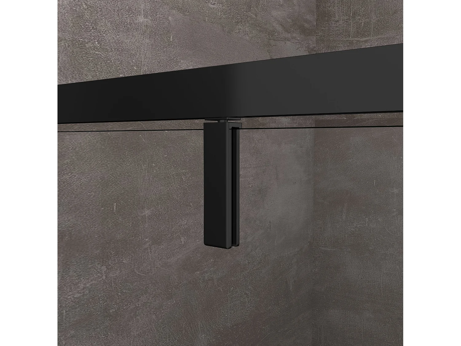 Douche avec paroi latérale fixe et porte roto-translante avec pivots asymétriques, verre 8 mm H 200 noir mat 70 (68-70) FIXE x PORTE 90 (87-90)