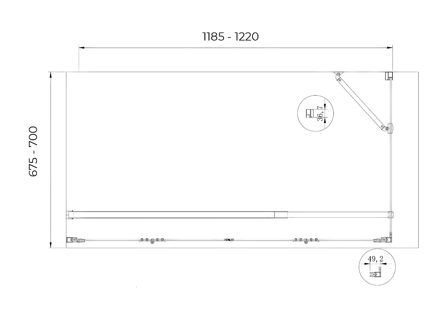 Box doccia con ingresso libero a libro pieghevole + lastra fissa reversibile H 190 trasparente anticalcare misure 67,5-70 Fisso + Porta 118,5-122