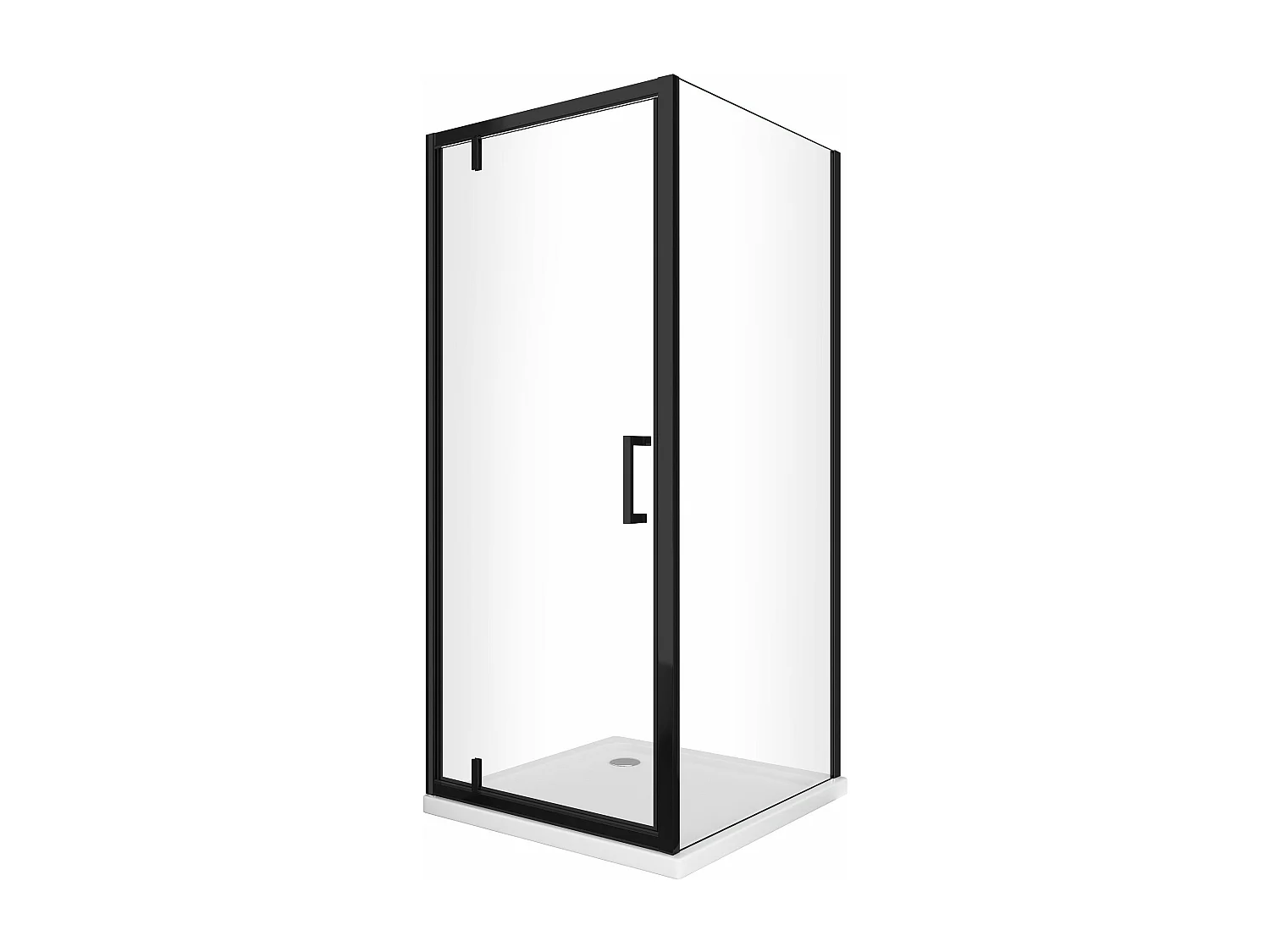 Box Doccia Con Parete Fissa Laterale e Porta Rototraslante Con Perni Asimmetrici Vetro 8 MM H 200 nero opaco 75 (73-75) FISSA x PORTA 120 (117-120)