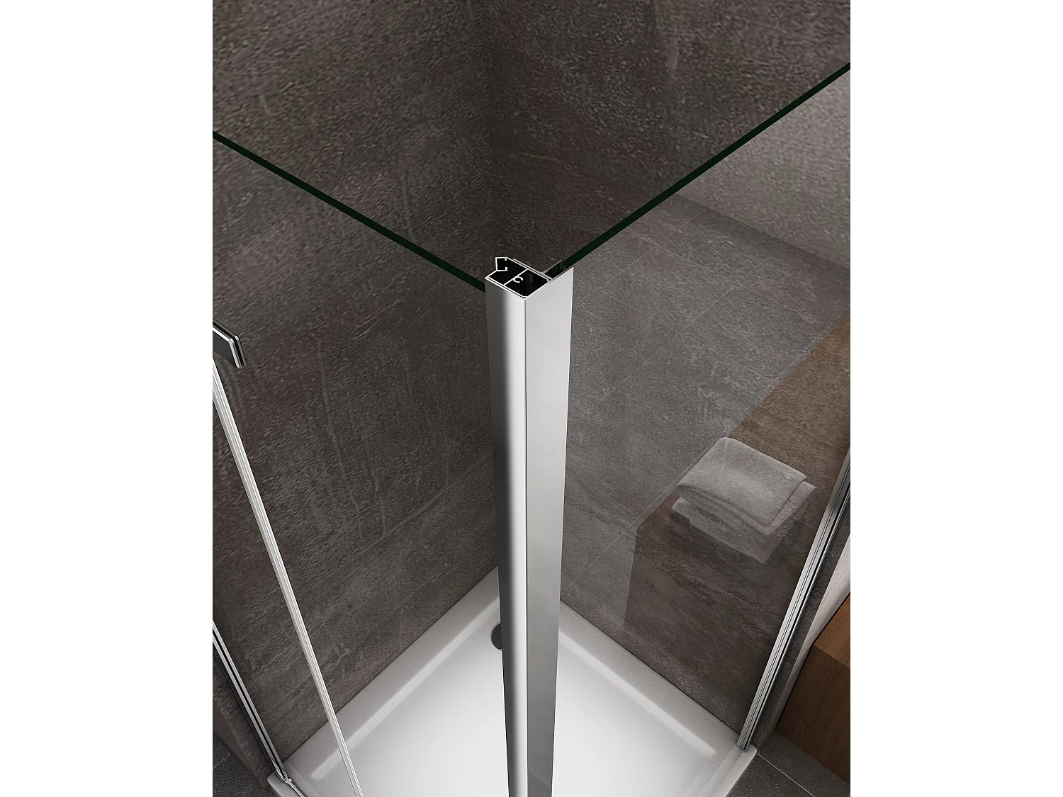 Douche pliante avec ouverture vers l'interieur et un paroi fixe H. 190 - 67,5-70 Fixe – 72,5-75 Porte