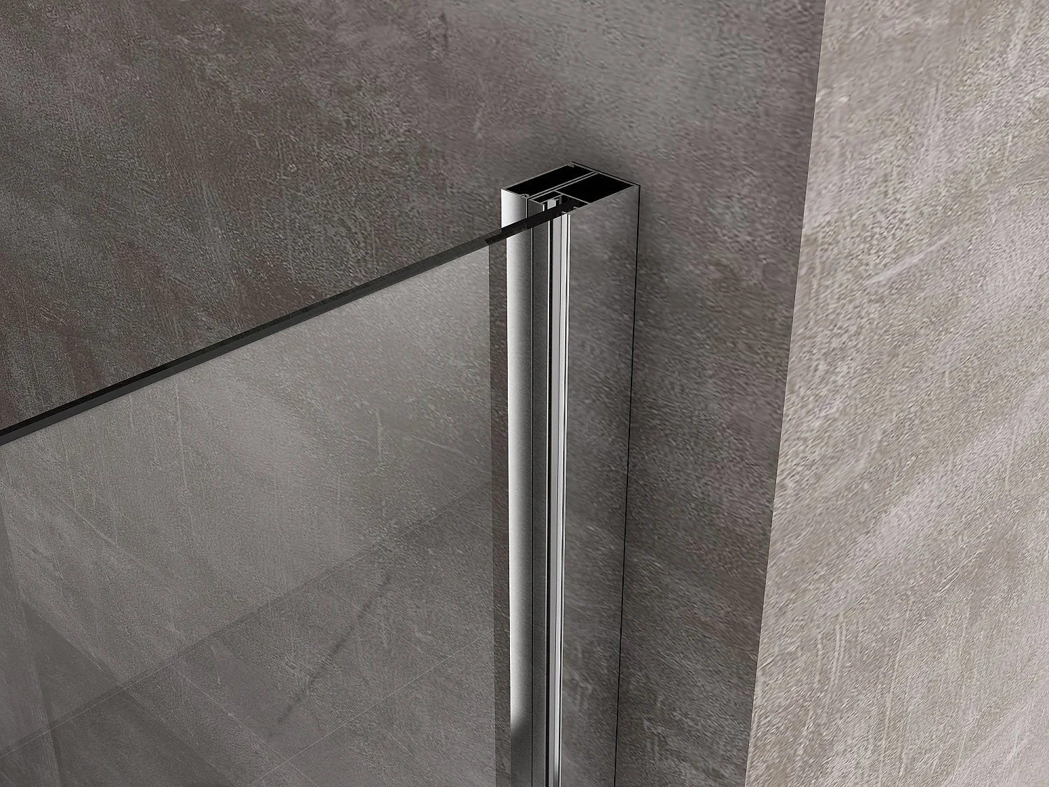 Douche de 6 mm avec paroi fixe laterale et face frontale avec porte battante (receveur non inclu) – 71,5-74 fixe x 97-100 petite mur+vantail (35+65)