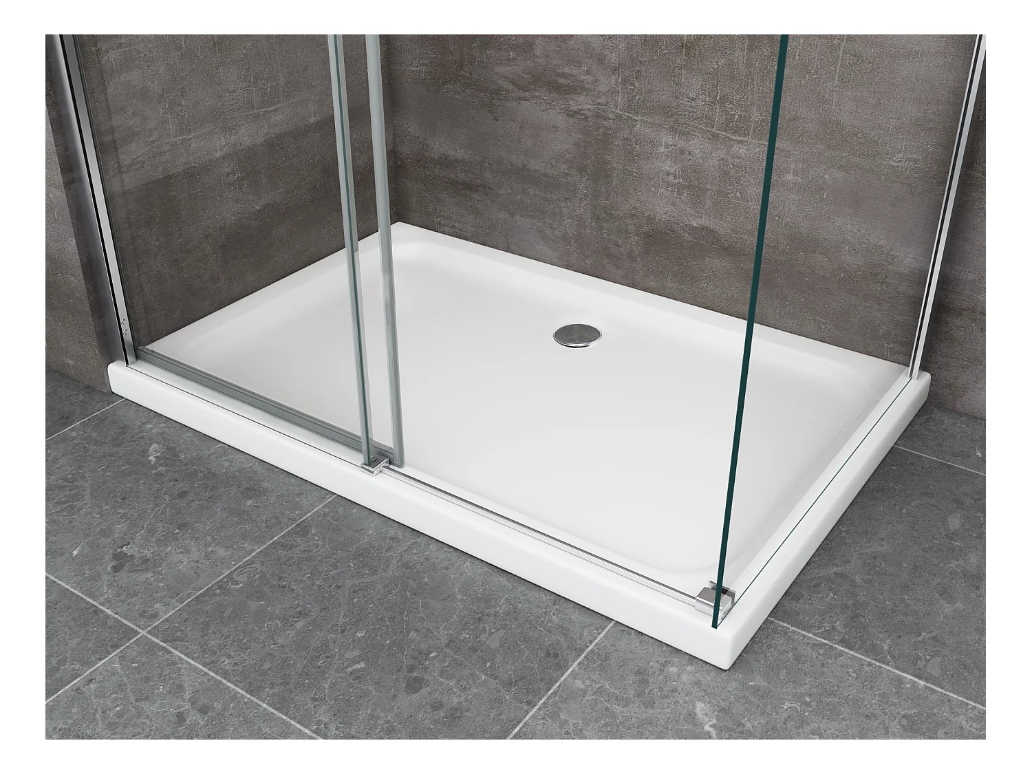 Douche de 8 mm H.190 avec un paroi fixe et une porte coulissante (receveur non inclu)– 80 fixe x 140 coulissante