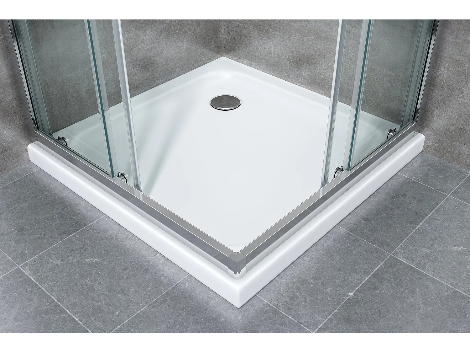 Douche de 6 mm angulaire carrè avec profil chromé (receveur non inclu) - 80 x 80