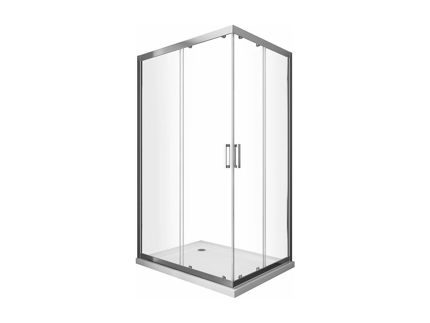 Douche de 6 mm angulaire rectangulaire avec profil chromé (receveur non inclu) - 80 x 120