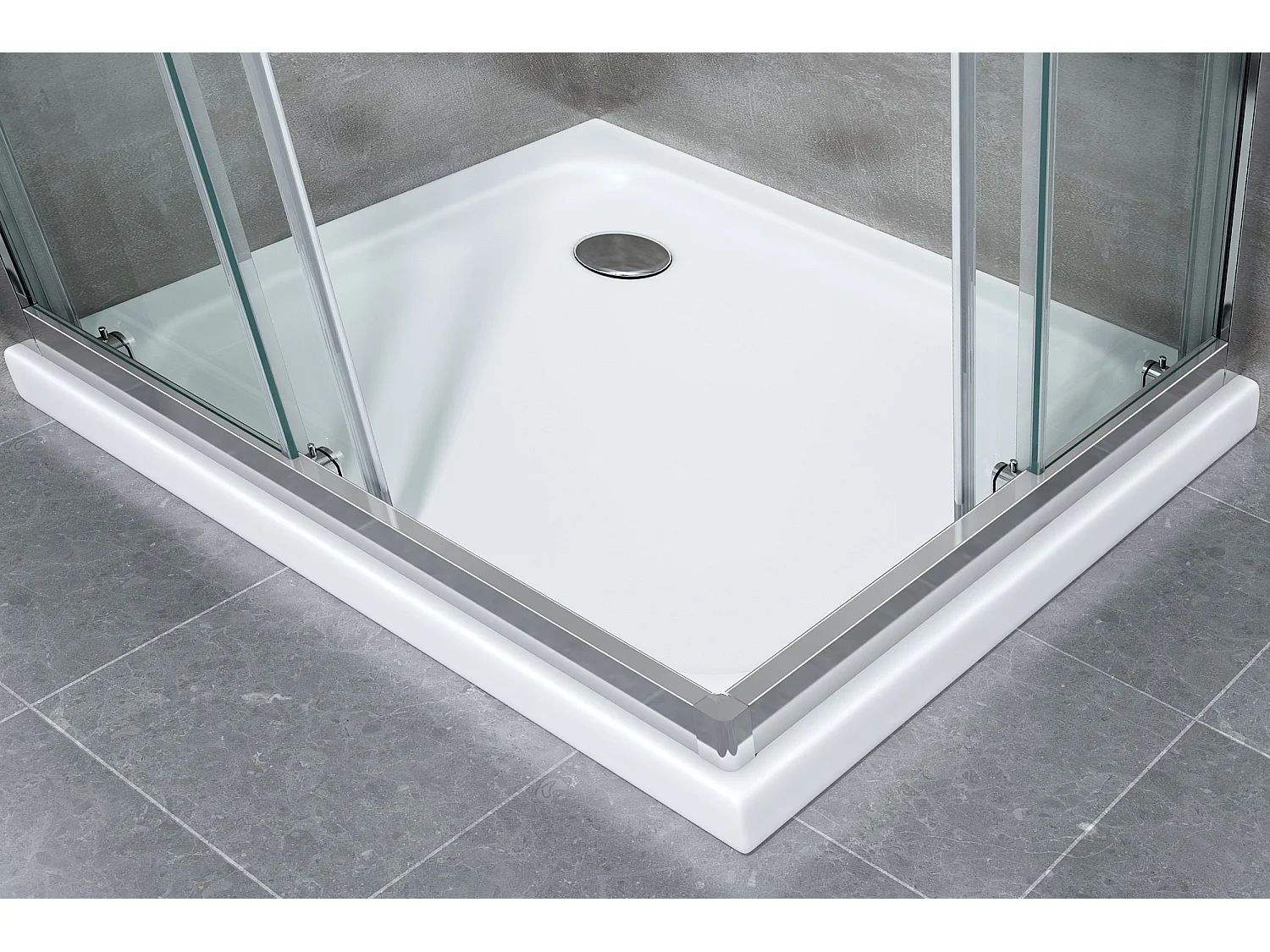 Douche de 6 mm angulaire rectangulaire avec profil chromé (receveur non inclu) - 90 x 120