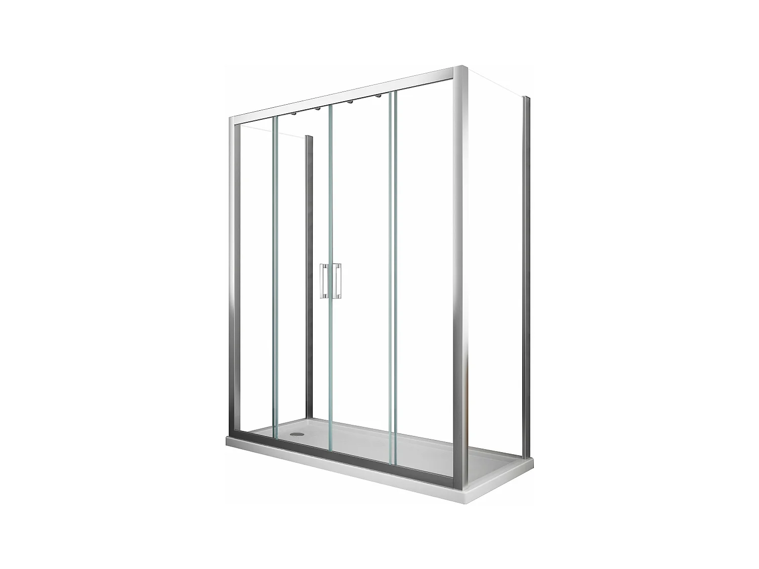 Douche de 6 mm avec deux parois fixes et une overture coulissante H.190 (receveur de douche non inclu) – 77,5-80 fixes x 148-153 overture centrale
