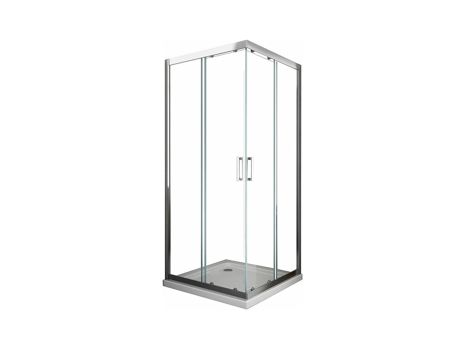 Douche de 6 mm angulaire carrè avec profil chromé (receveur non inclu) - 75 x75
