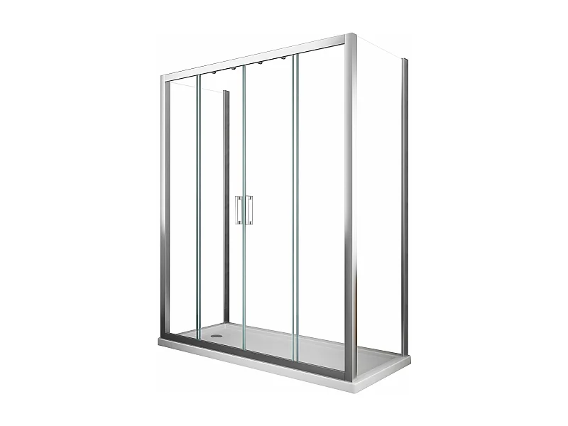 Douche de 6 mm avec deux parois fixes et une overture coulissante H.190 (receveur de douche non inclu) – 87,5-90 fixes x 148-153 overture centrale