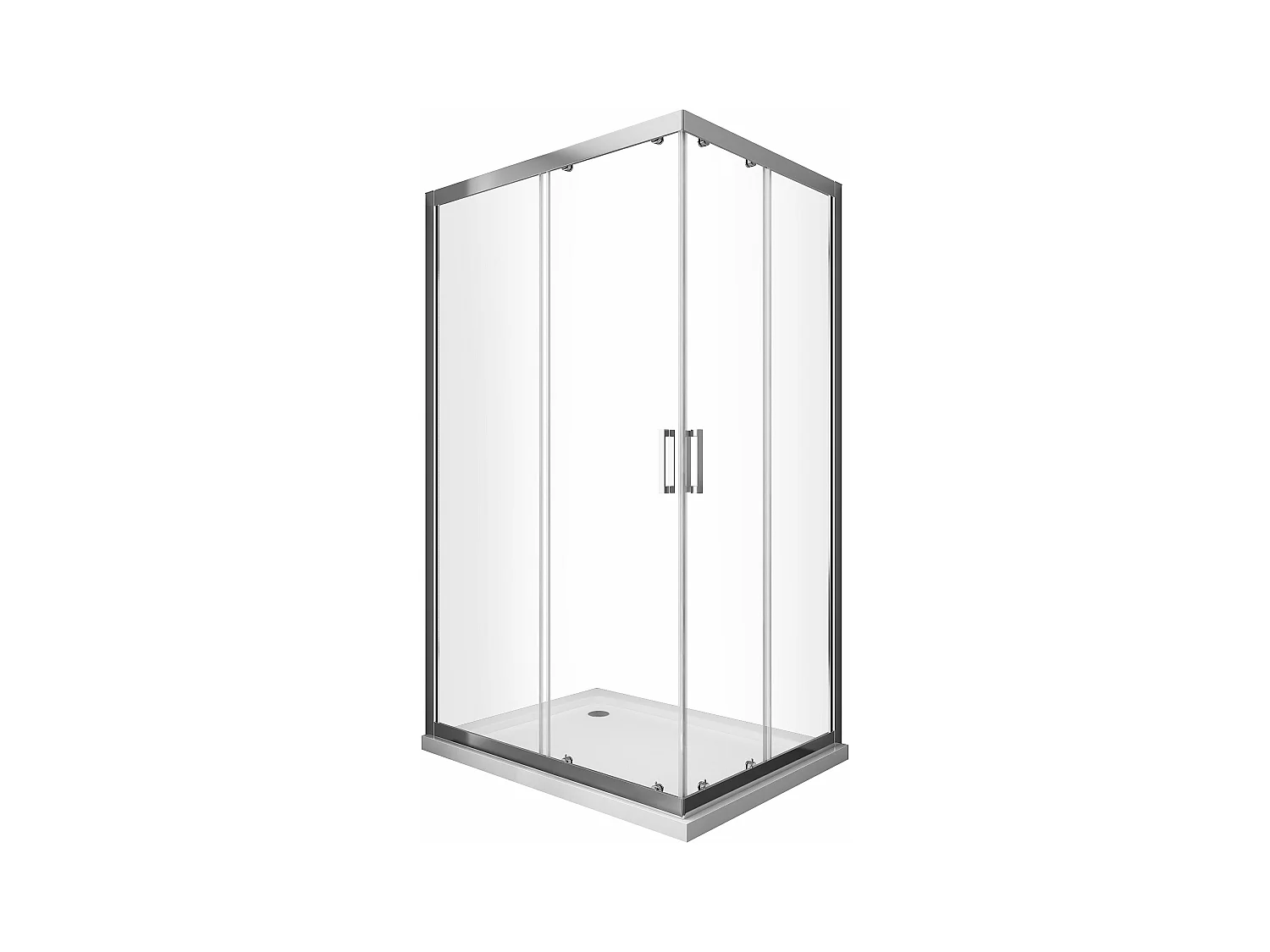 Douche de 6 mm angulaire rectangulaire avec profil chromé (receveur non inclu) - 75 x 140
