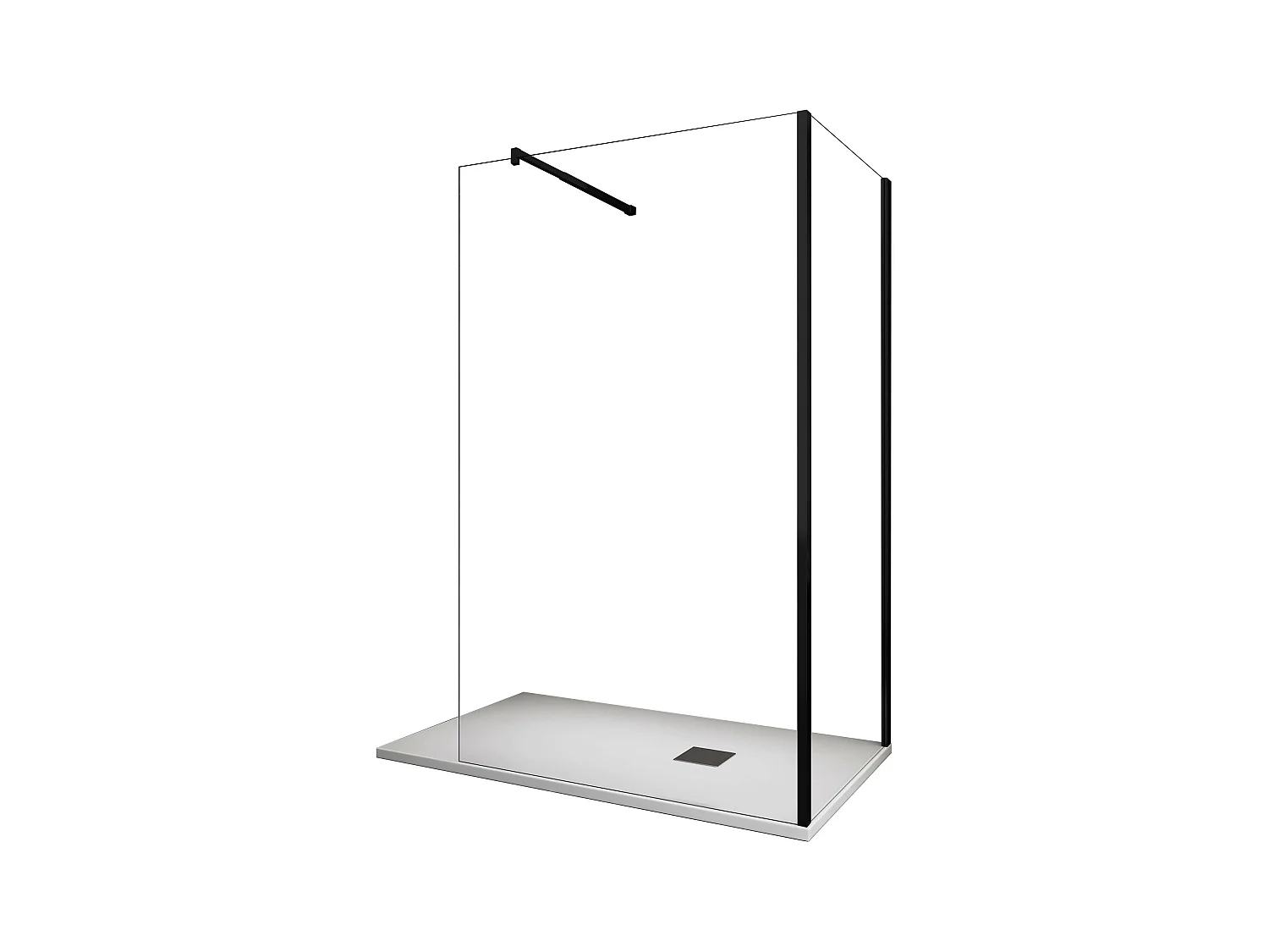 Paroi de Douche d'Angle à l'italienne en Verre Transparent 8MM - Cadre Noir 80x120