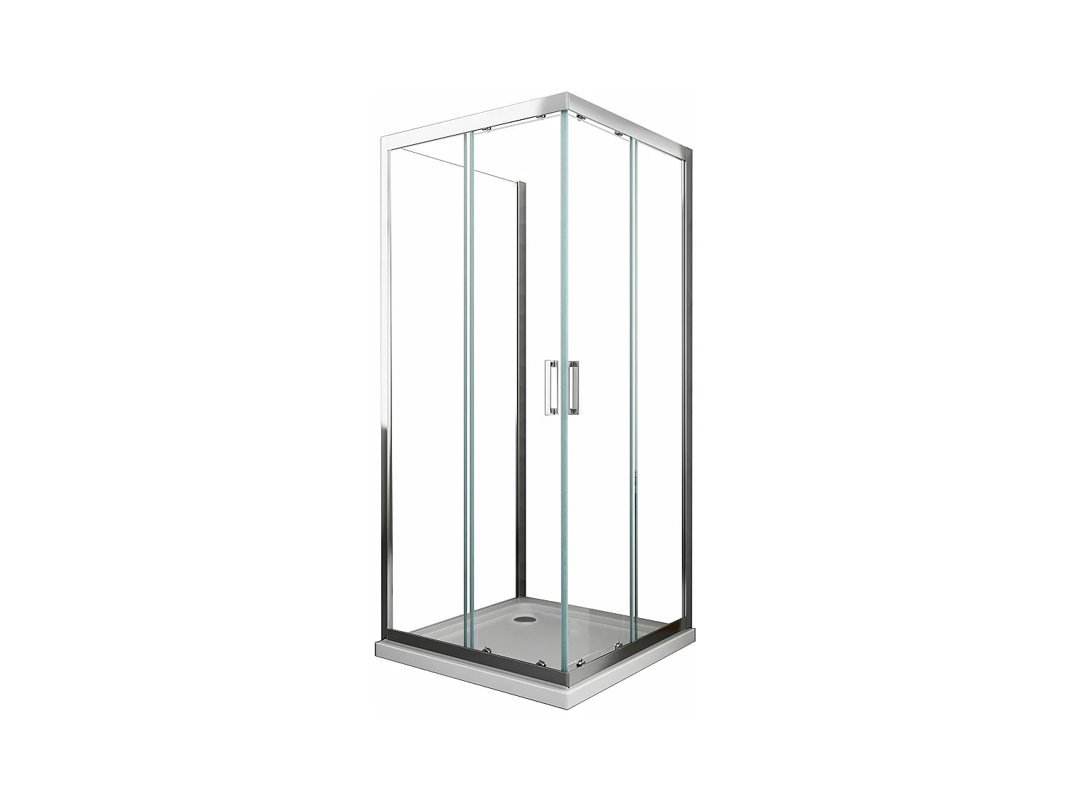 Box Cabina Doccia 3 Lati Vetro Fisso Laterale + Due Lati Scorrevoli Vetro 6 Mm H 190 Cm 80x80x80