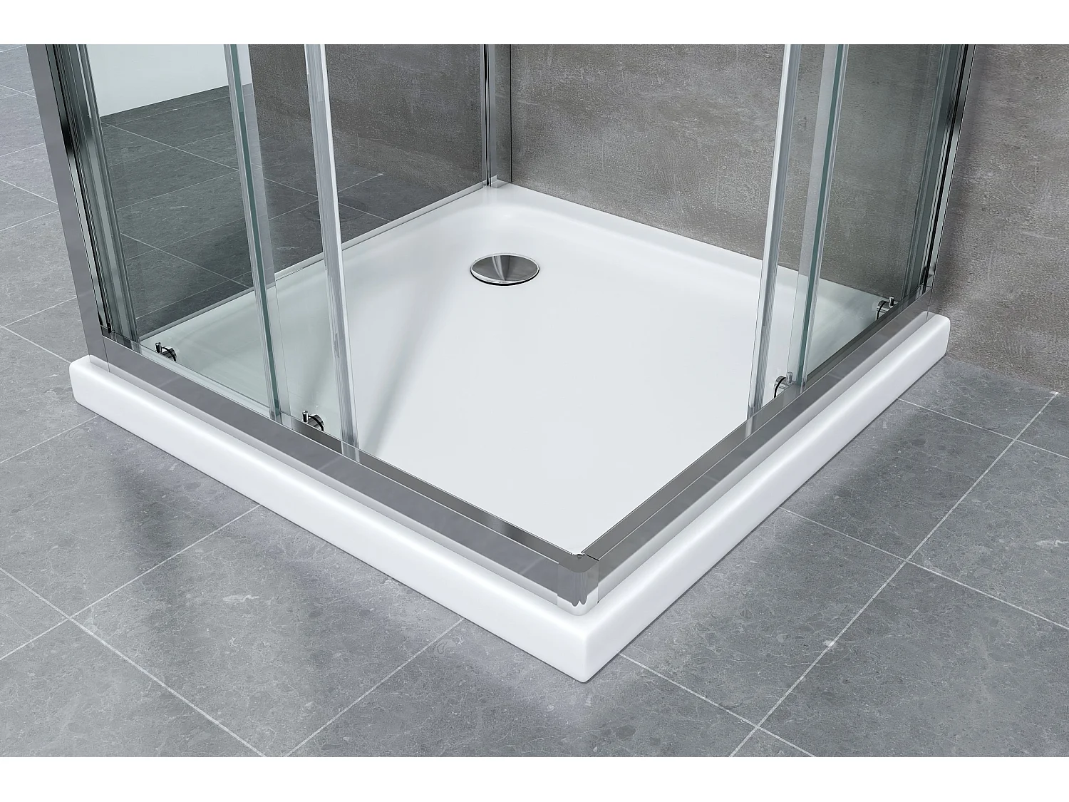 Box Cabina Doccia 3 Lati Vetro Fisso Laterale + Due Lati Scorrevoli Vetro 6 Mm H 190 Cm 100x120x100