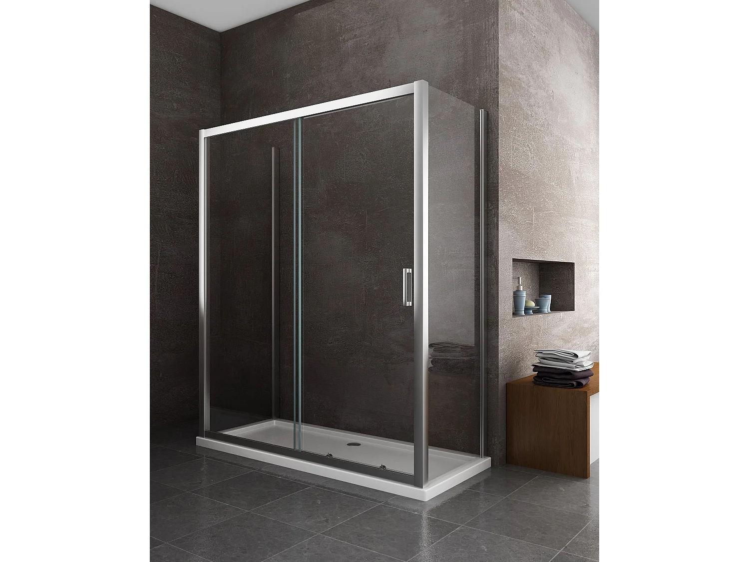 Box Cabina Doccia 3 Lati 2 Fissi E Uno Scorrevole 72,5-75x115-120x72,5-75