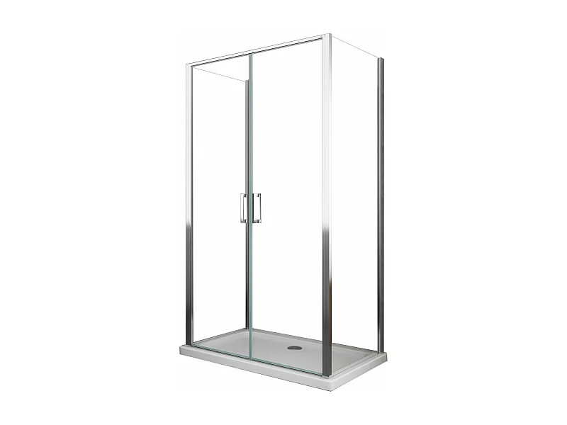 Porta Battente Saloon  + 2 Lati Fissi Box Doccia 6 Mm Cromo 2 Fisse  65-67,5 + Saloon 72-75