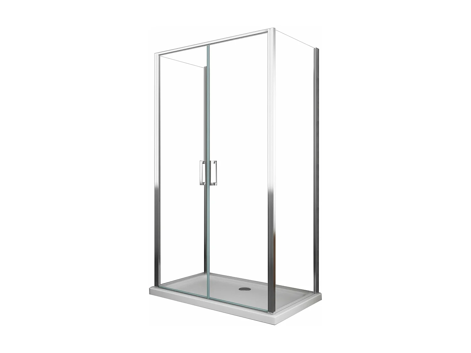 Porta Battente Saloon  + 2 Lati Fissi Box Doccia 6 Mm Cromo 2 Fisse 67,5-70 + Saloon 87-90