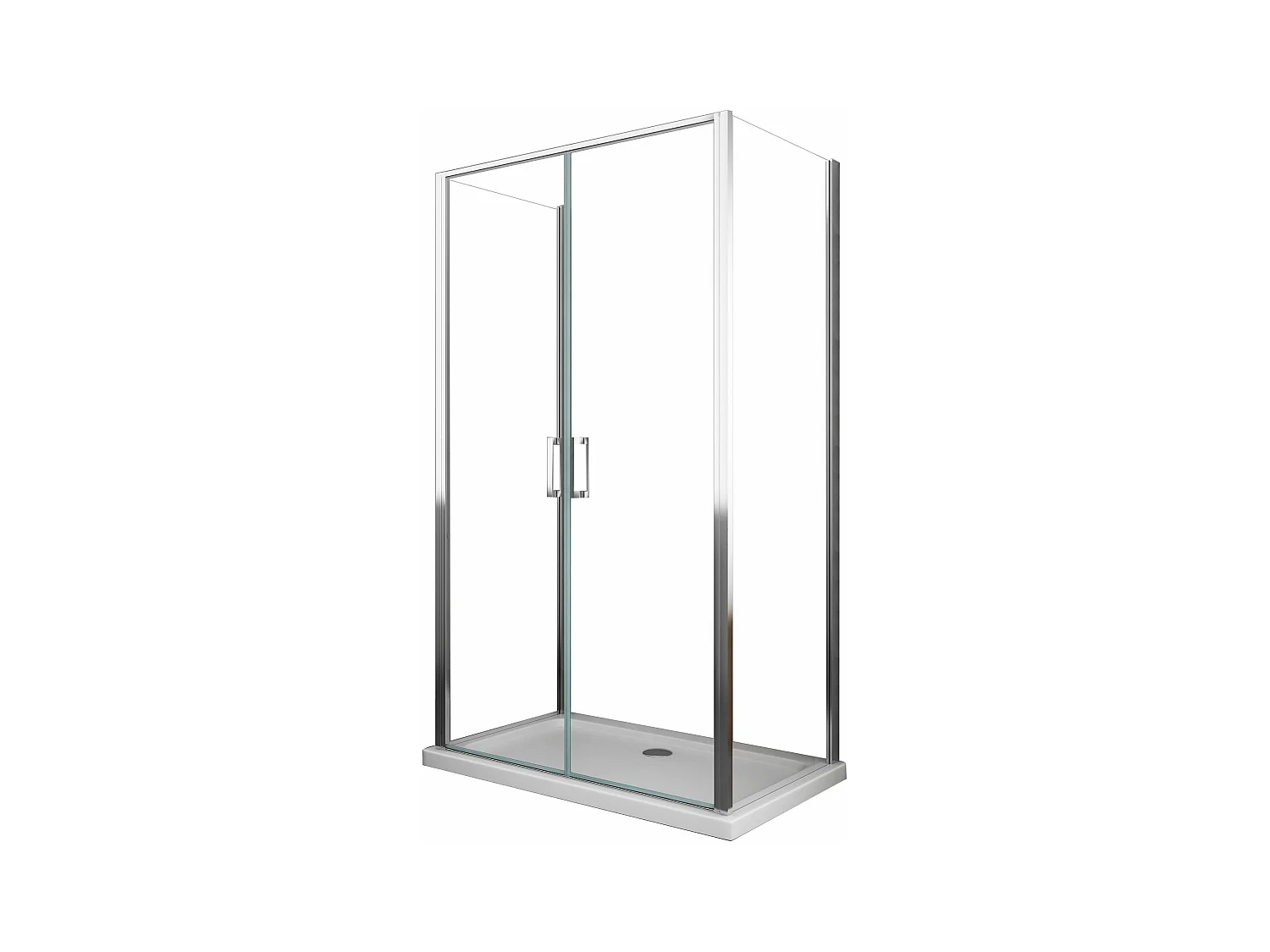 Porta Battente Saloon  + 2 Lati Fissi Box Doccia 6 Mm Cromo 2 Fisse  65-67,5 + Saloon 87-90