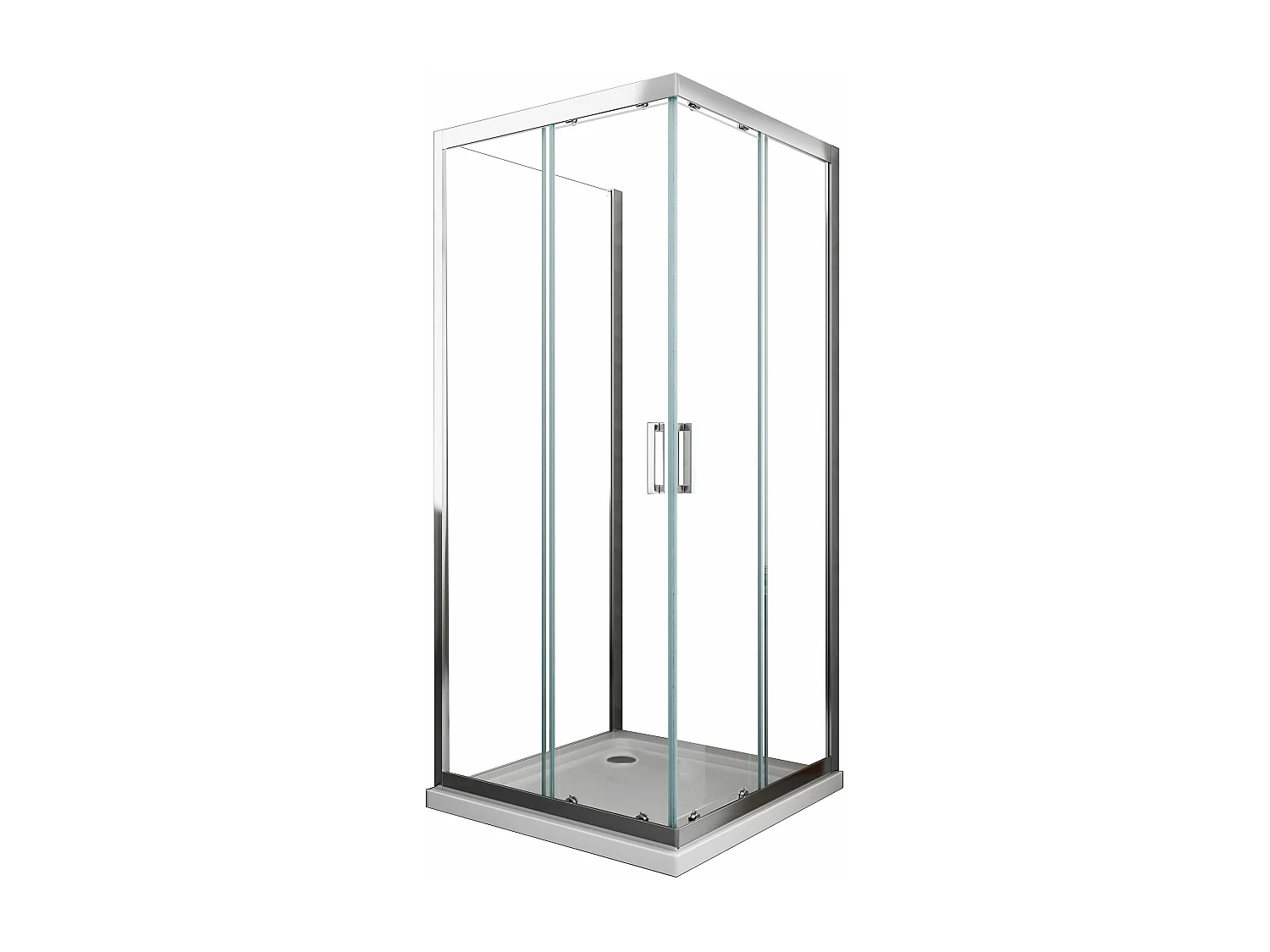 Box Cabina Doccia 3 Lati Vetro Fisso Laterale + Due Lati Scorrevoli Vetro 6 Mm H 190 Cm 70x90x70