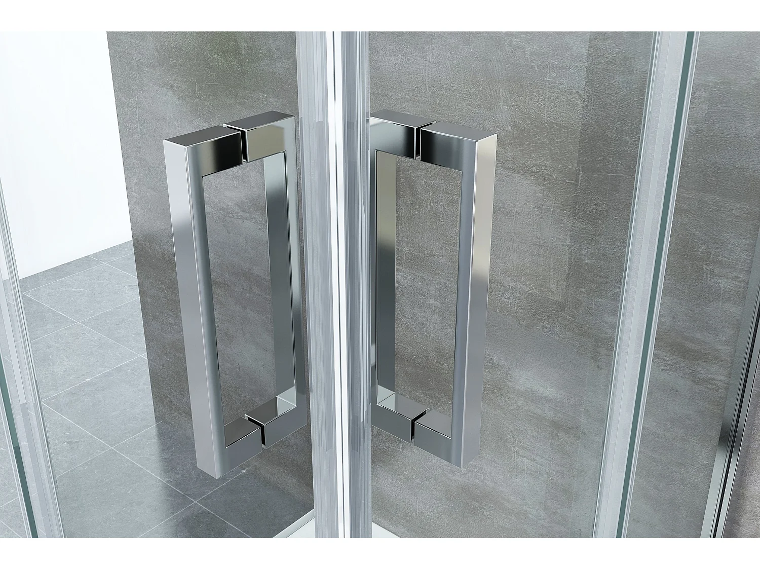 Box Cabina Doccia 3 Lati Vetro Fisso Laterale + Due Lati Scorrevoli Vetro 6 Mm H 190 Cm 75x90x75