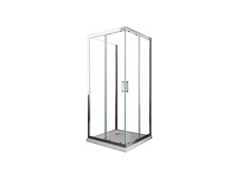 Box Cabina Doccia 3 Lati Vetro Fisso Laterale + Due Lati Scorrevoli Vetro 6 Mm H 190 Cm 100x130x100
