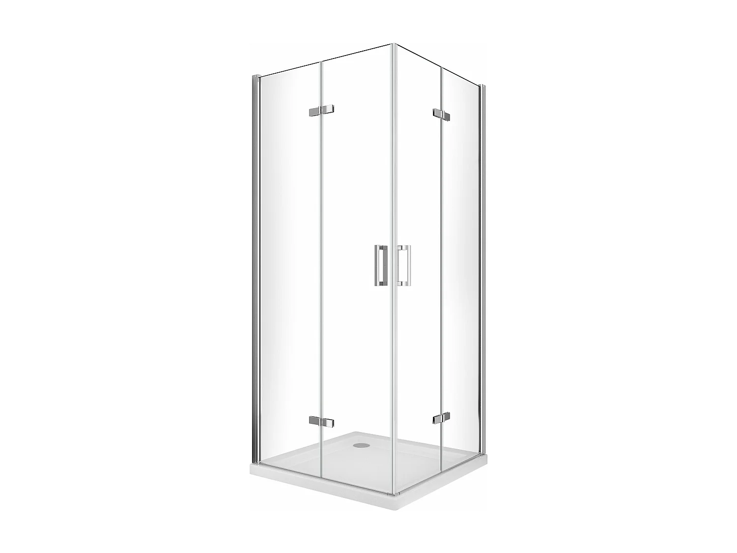 Box doccia angolare pieghevole a libro con chiusura a pacchetto H 190 cromo anticalcare trasparente con misure 60 (57,5-59) x 60 (57,5-59)