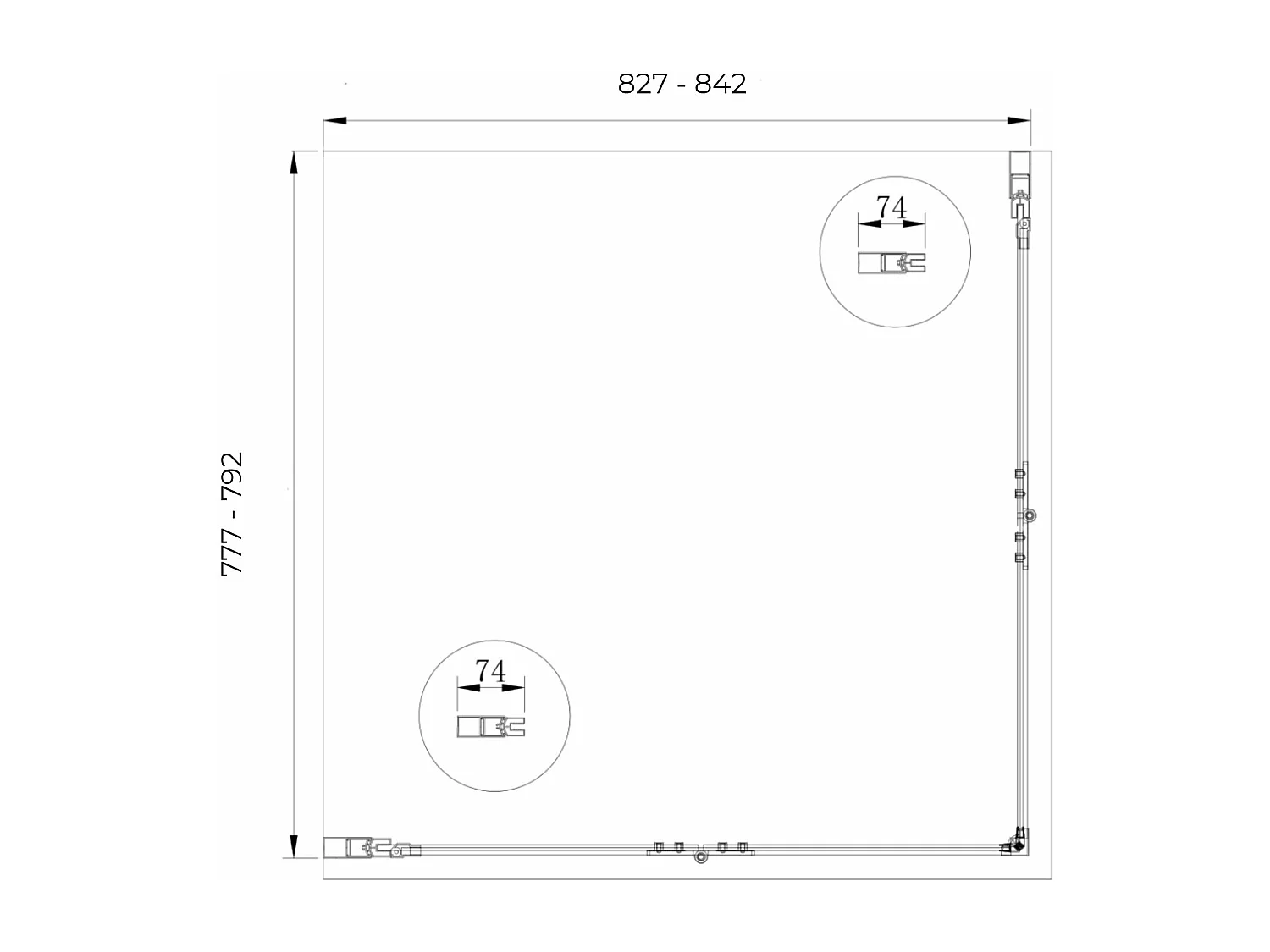 Box doccia angolare pieghevole a libro con chiusura a pacchetto H 190 cromo anticalcare trasparente con misure 80 (77,5-79) x 85 (82,5-84)