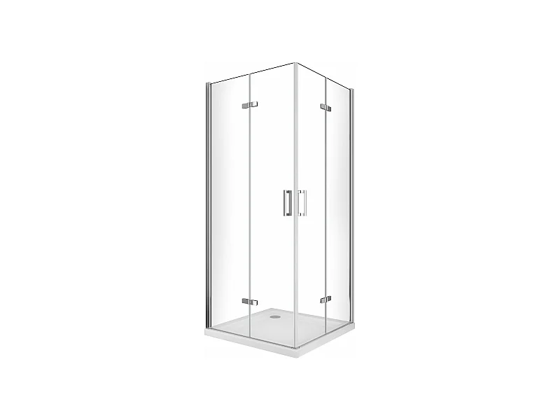 Box doccia angolare pieghevole a libro con chiusura a pacchetto H 190 cromo anticalcare trasparente con misure 90 (87,5-89) x 95 (92,5-94)