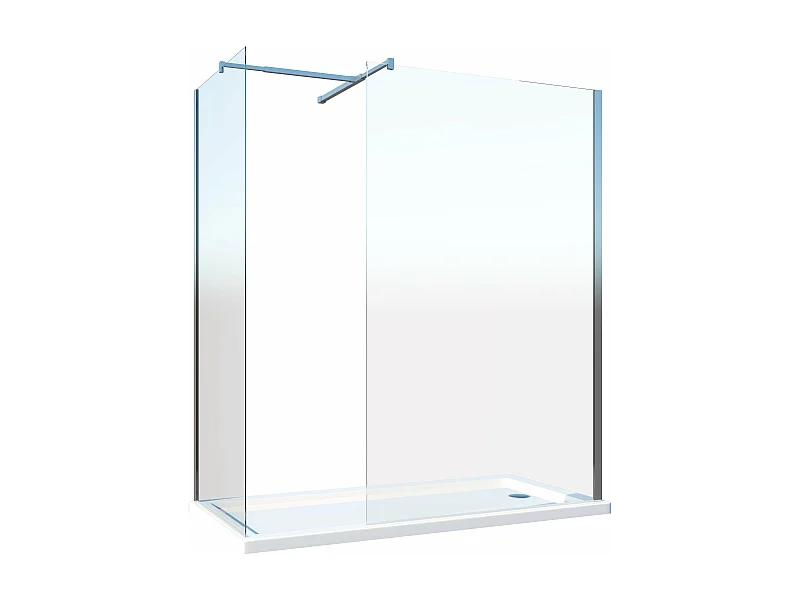 Doppia Parete Doccia Walk-in Con Braccio Di Sostegno Superiore a T Vetro 8 mm Reversibile 88-90 x 73-75 H 200 cm