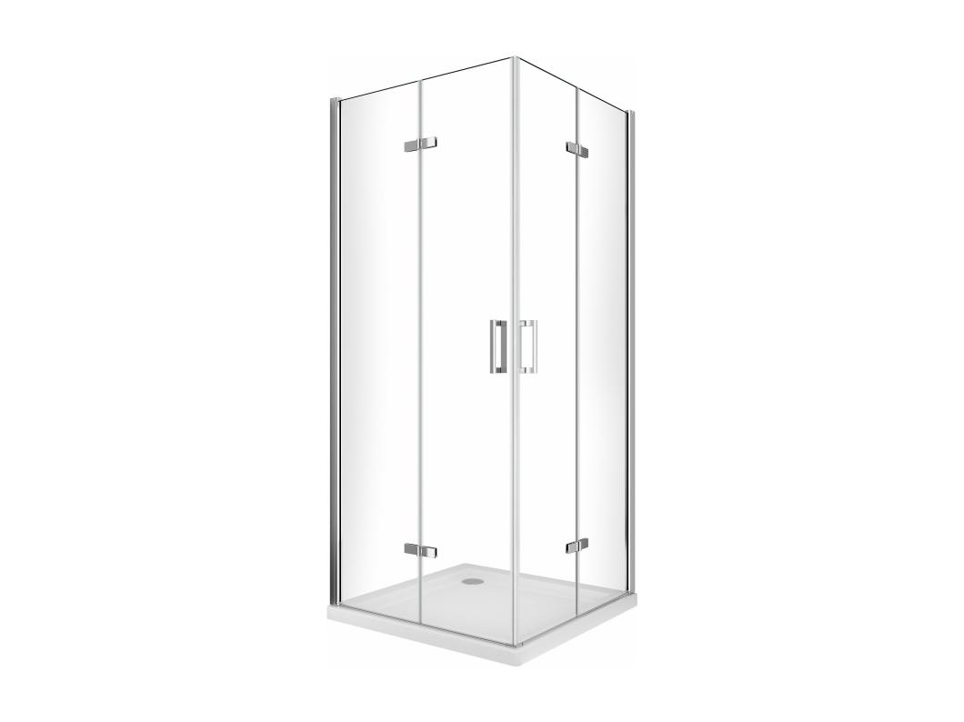 Box doccia angolare pieghevole a libro con chiusura a pacchetto H 190 cromo anticalcare trasparente con misure 60 (57,5-59) x 70 (67,5-69)
