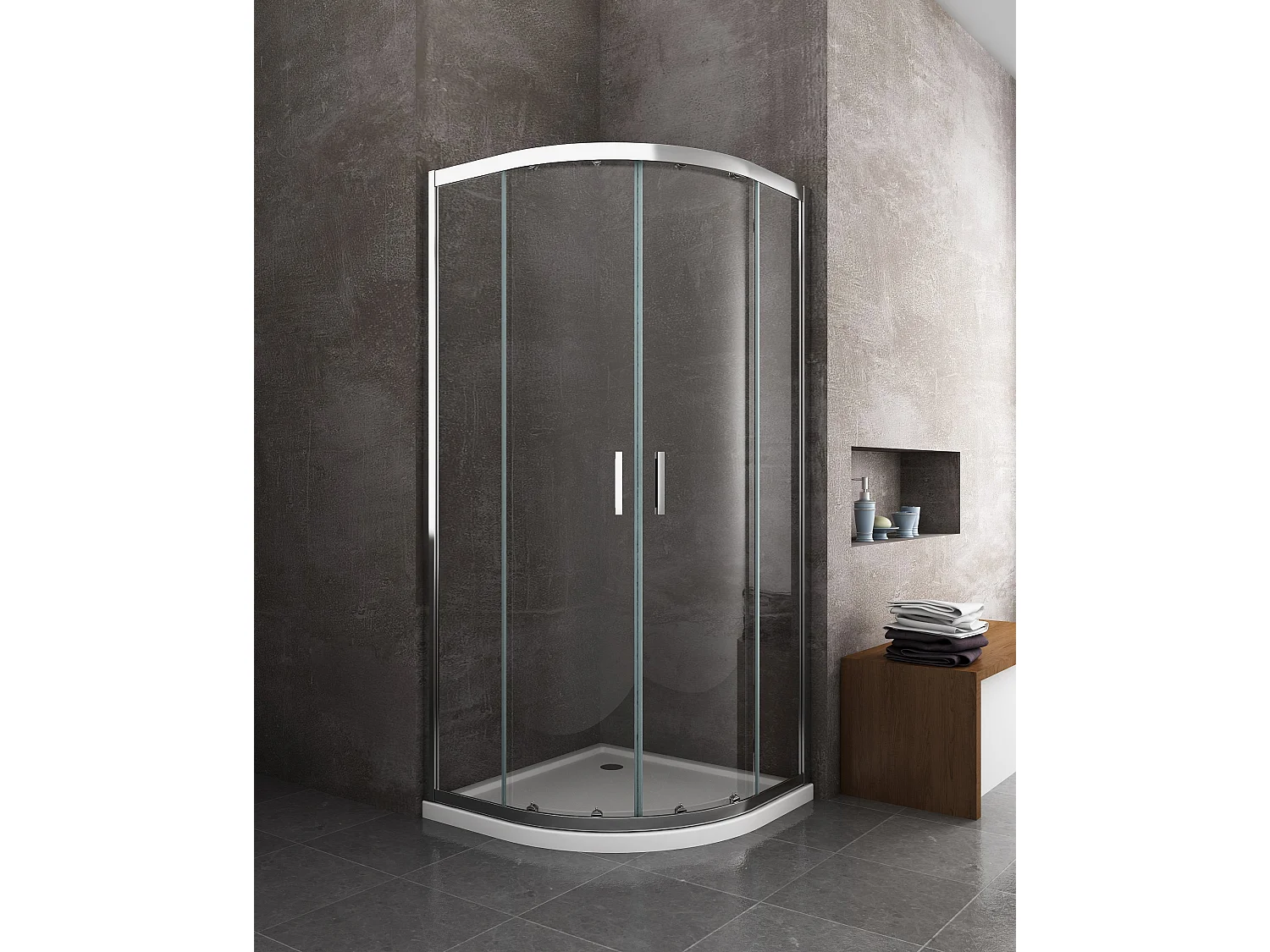 Box Doccia 6 Mm Angolare Curvo Semicircolare Profilo Cromo Reversibile H.190 80x80