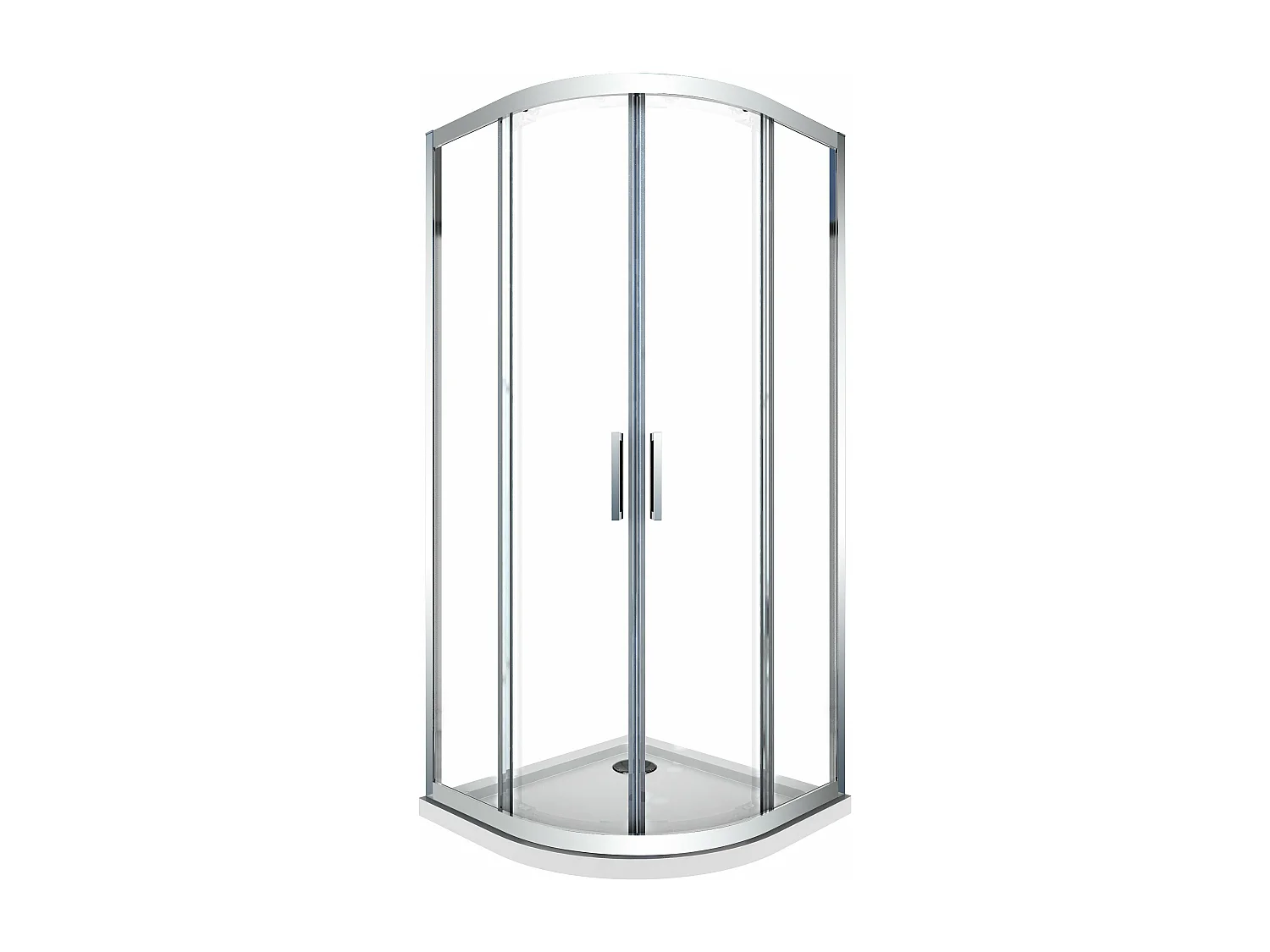 Douche de 6 mm angulaire semi-circulaire avec profil chromé H.190 (receveur non inclu) 90 x 90