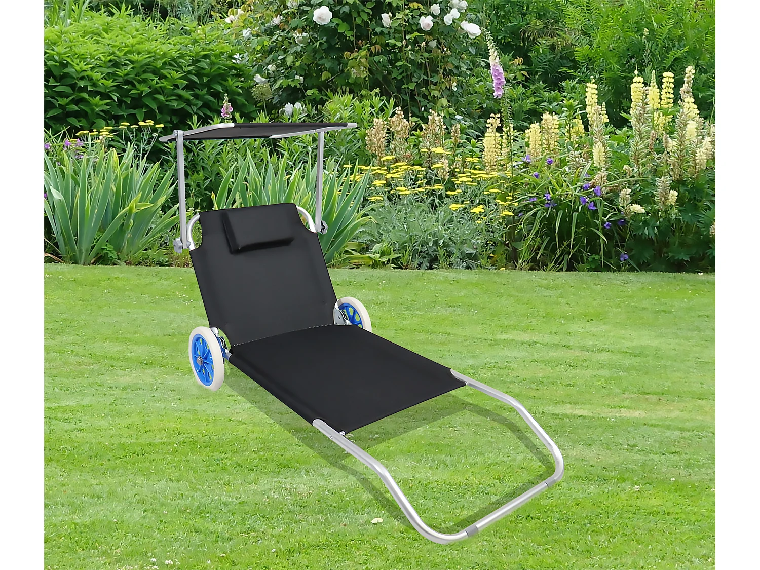 Sun lounger Dach Black Ca. L. 165 x H. 16 x W. 65 cm