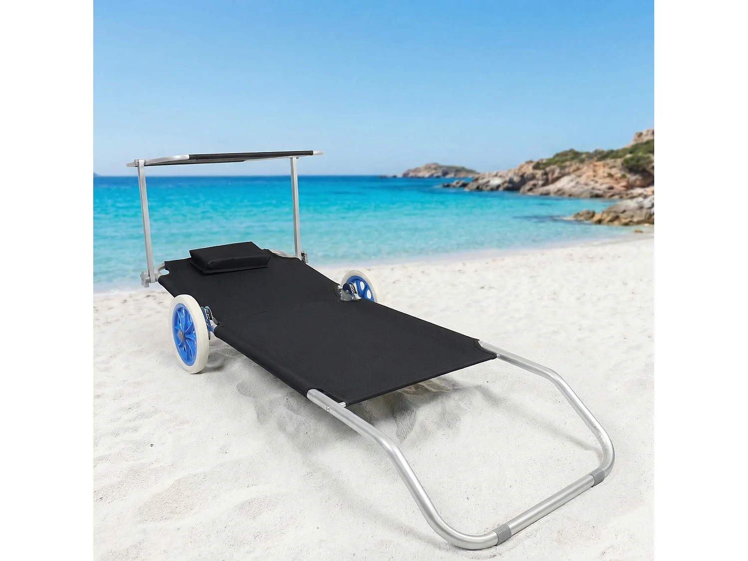 Sun lounger Dach Black Ca. L. 165 x H. 16 x W. 65 cm