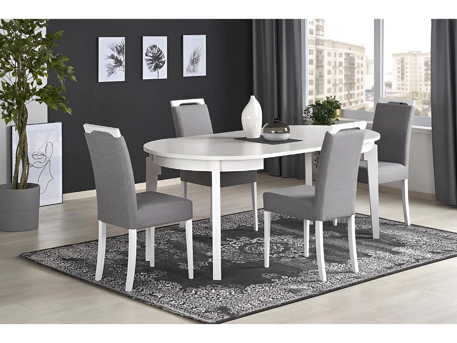 Table à manger Sorbus/Bois/Blanc