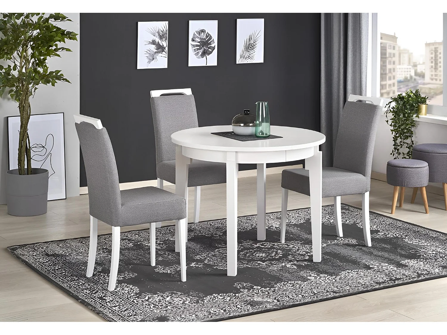 Table à manger Sorbus/Bois/Blanc