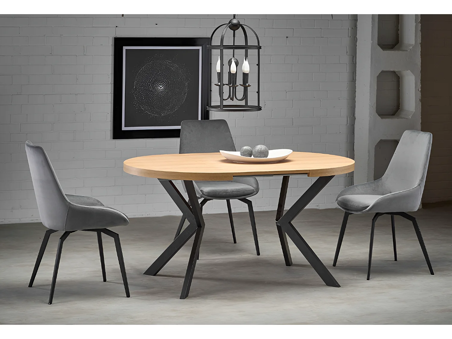 Esstisch Peroni Nero/MDF/Sonoma&Schwarz