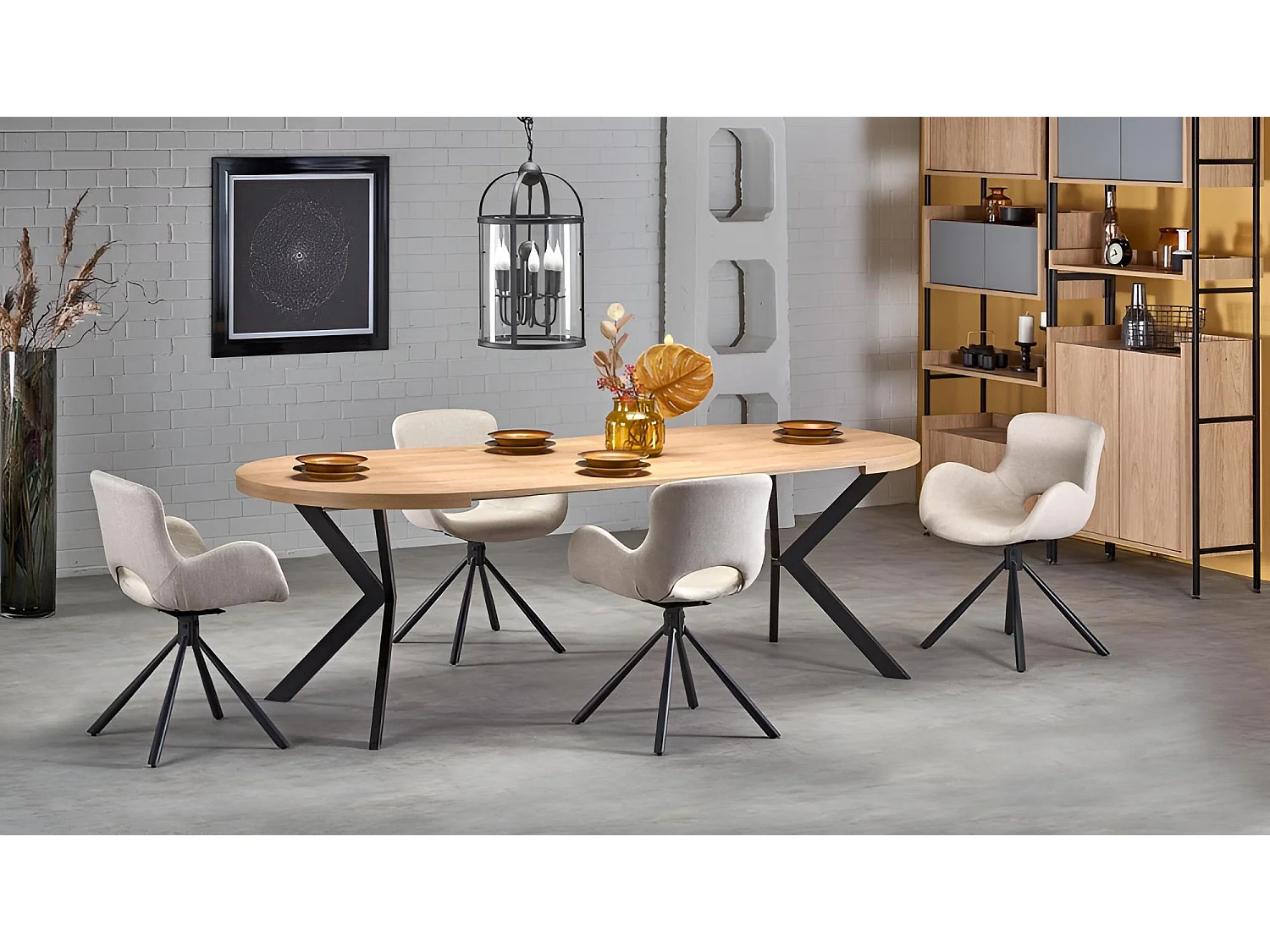 Esstisch Peroni Nero/MDF/Sonoma&Schwarz