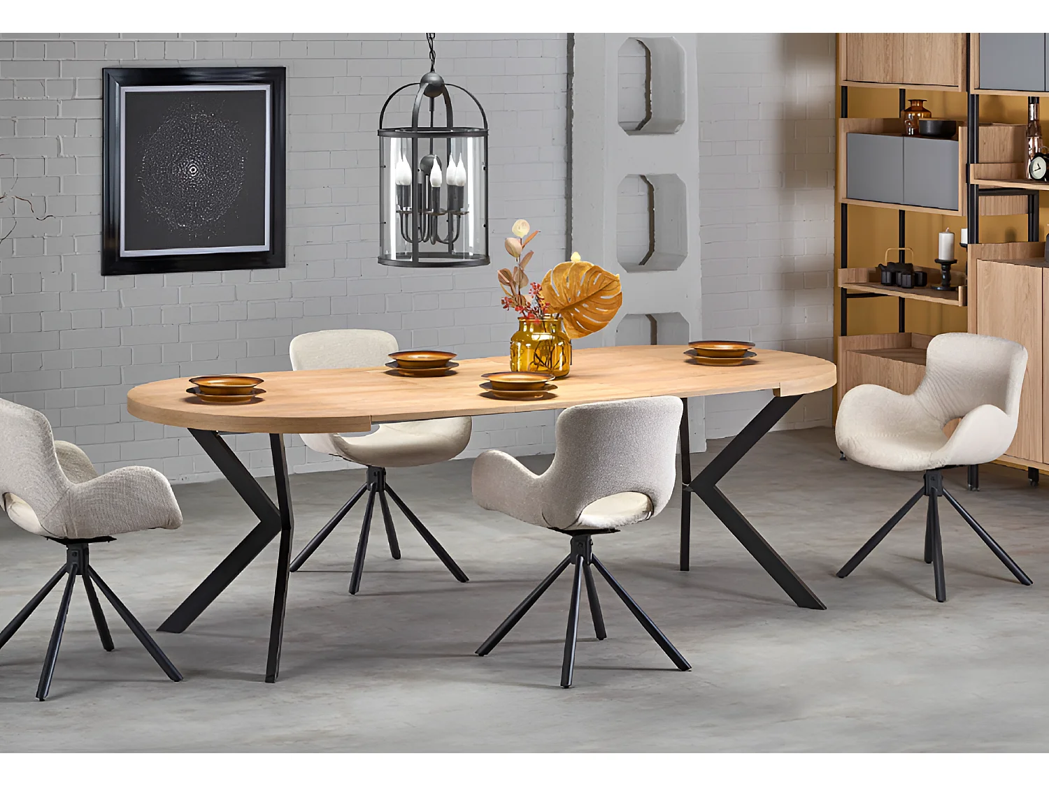 Esstisch Peroni Nero/MDF/Sonoma&Schwarz