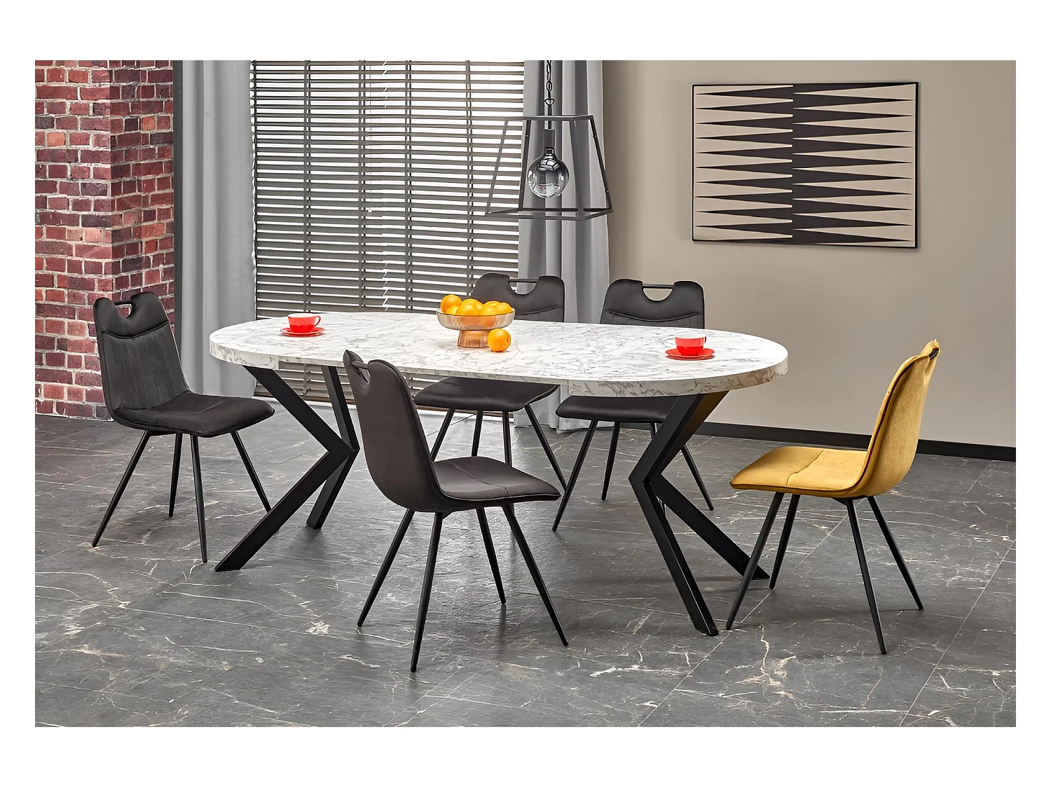 Esstisch Peroni/MDF/Weiss&Schwarz