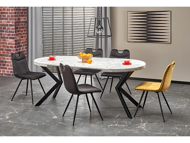 Table de salle à manger Peroni/MDF/Blanc&Noir