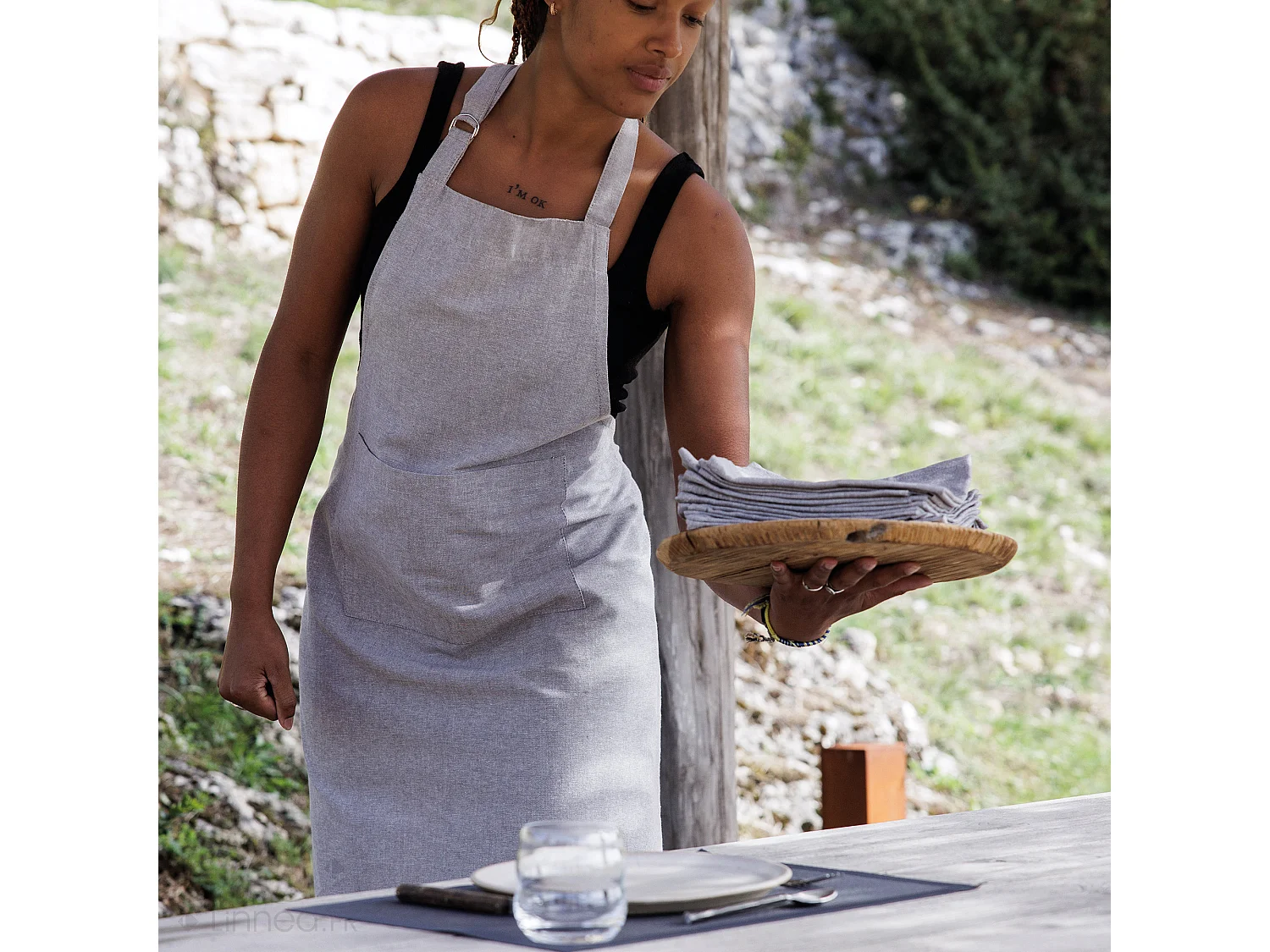 Tablier de cuisine coton 70x90cm collection YUCO couleur blanc