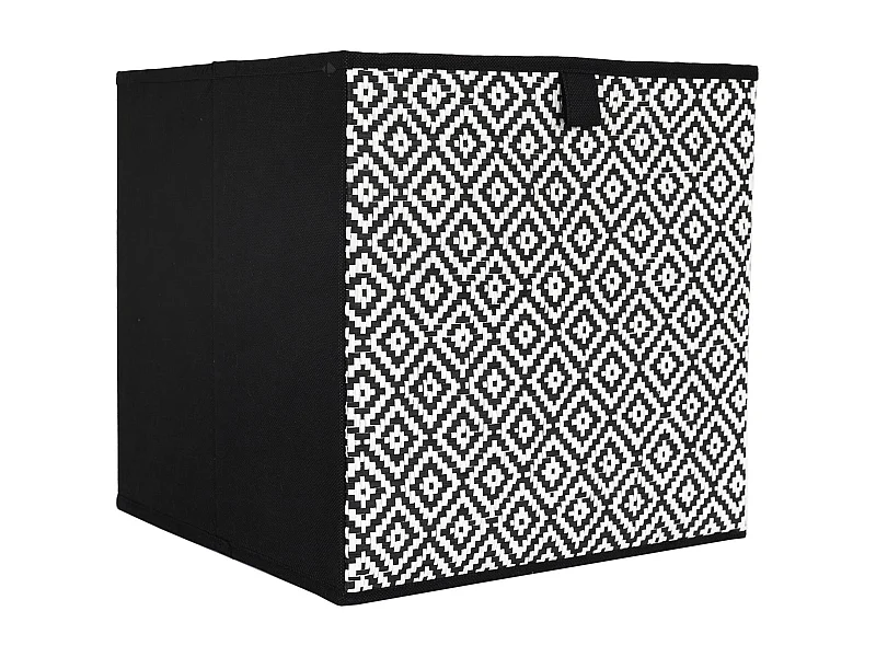 Cube de rangement 30x30x30 cm motif losanges collection BRAID noir 27L