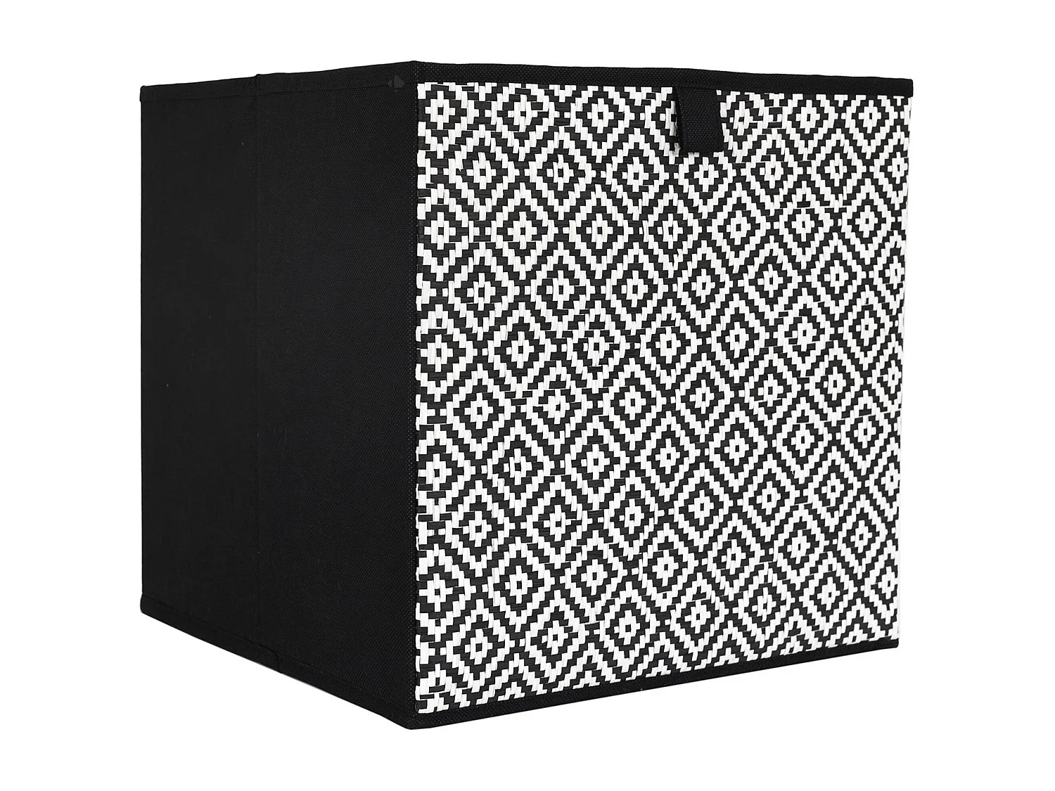 Cube de rangement 30x30x30 cm motif losanges collection BRAID noir 27L