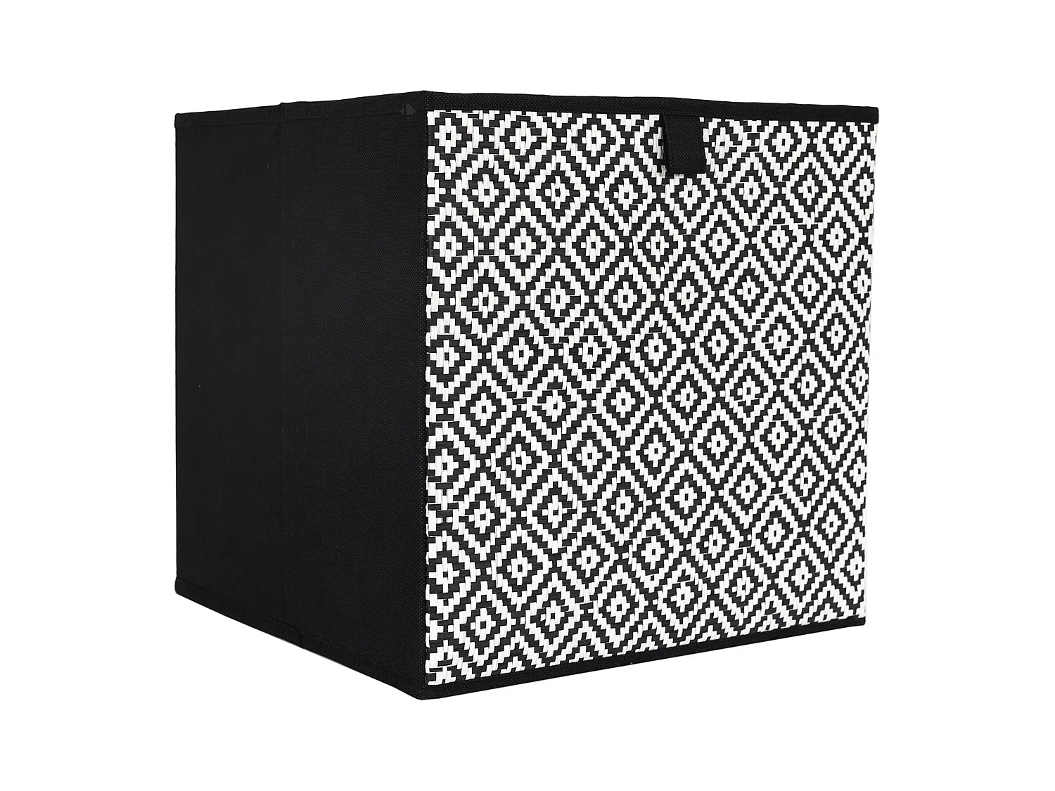 Cube de rangement 30x30x30 cm motif losanges collection BRAID noir 27L